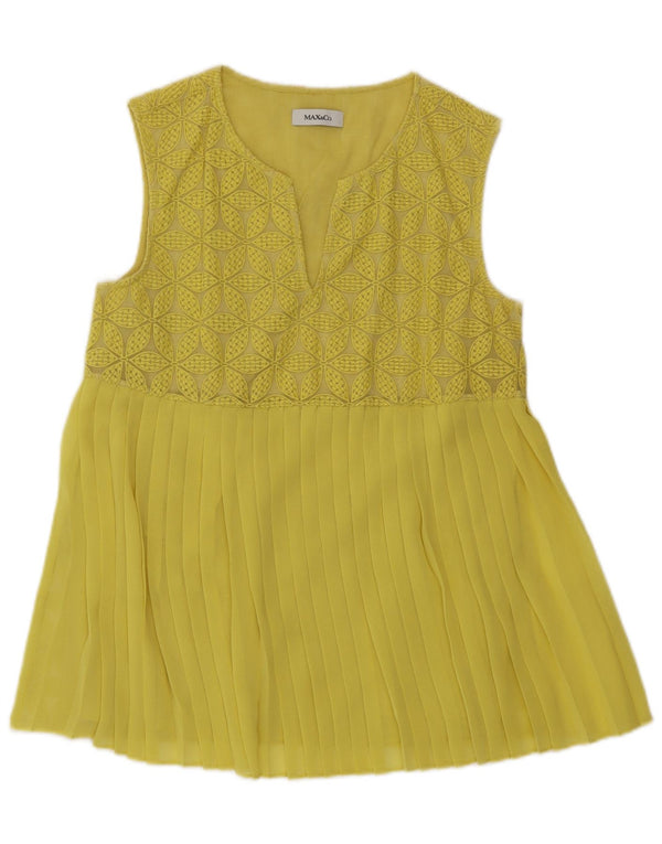 Max & Co. Chemisier sans manches pour femme UK 10 Petit jaune floral