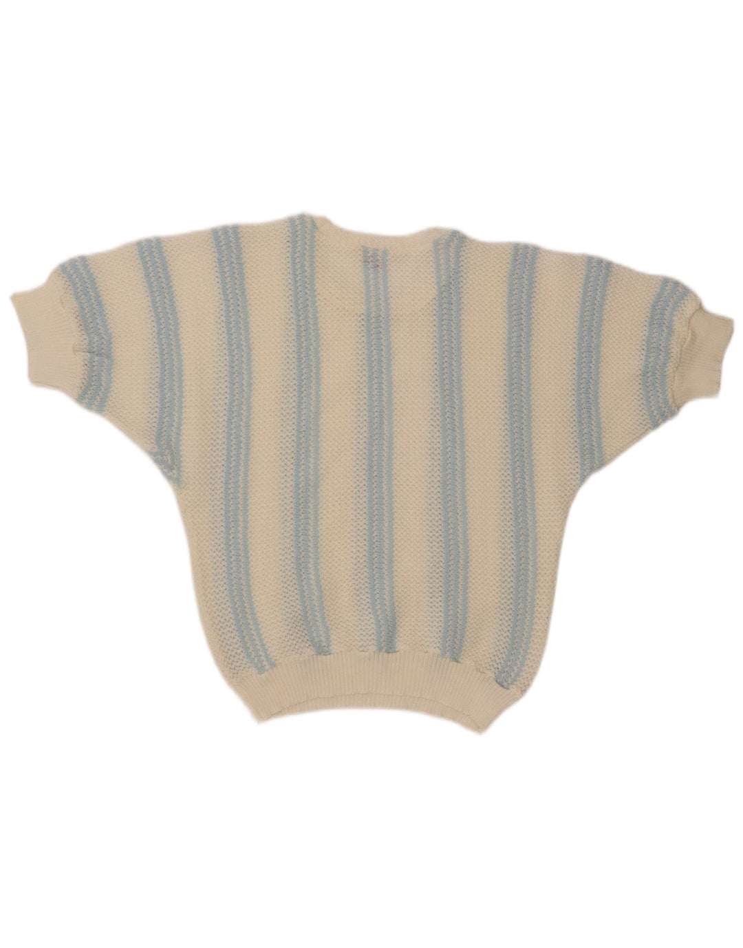 VINTAGE Pull col bateau femme UK 12 Medium Off White Rayé