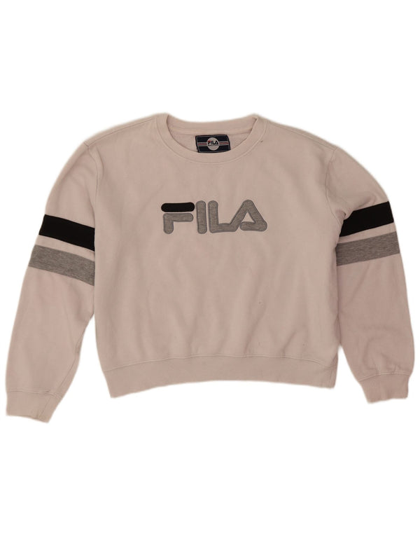 Fila Sweat-shirt court surdimensionné pour femme UK 16 Large Blanc cassé