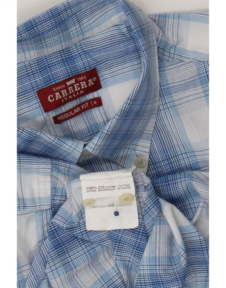 Carrera Chemise à Manches Courtes Regular Fit Homme Bleu Moyen à Carreaux en Coton