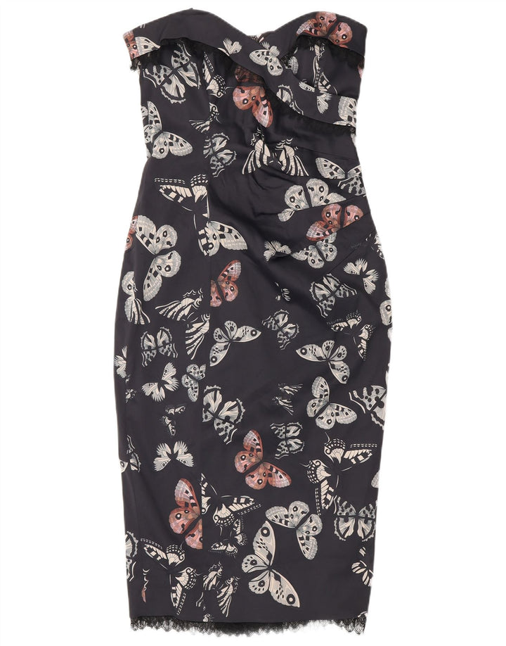 KAREN MILLEN Robe bustier femme UK 12 Papillon bleu marine moyen