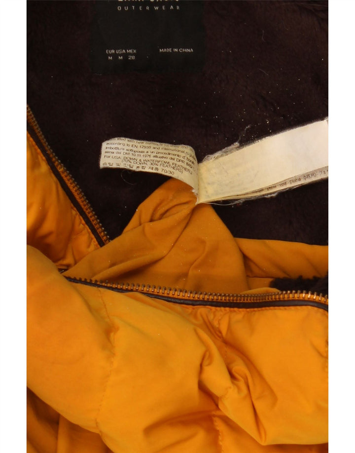 Zara Veste matelassée à capuche pour femme UK 12 Polyester jaune moyen
