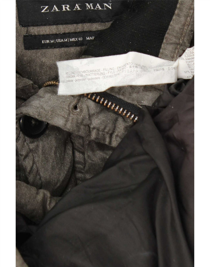 Zara Manteau rembourré pour homme UK 38 Gris moyen Polyester