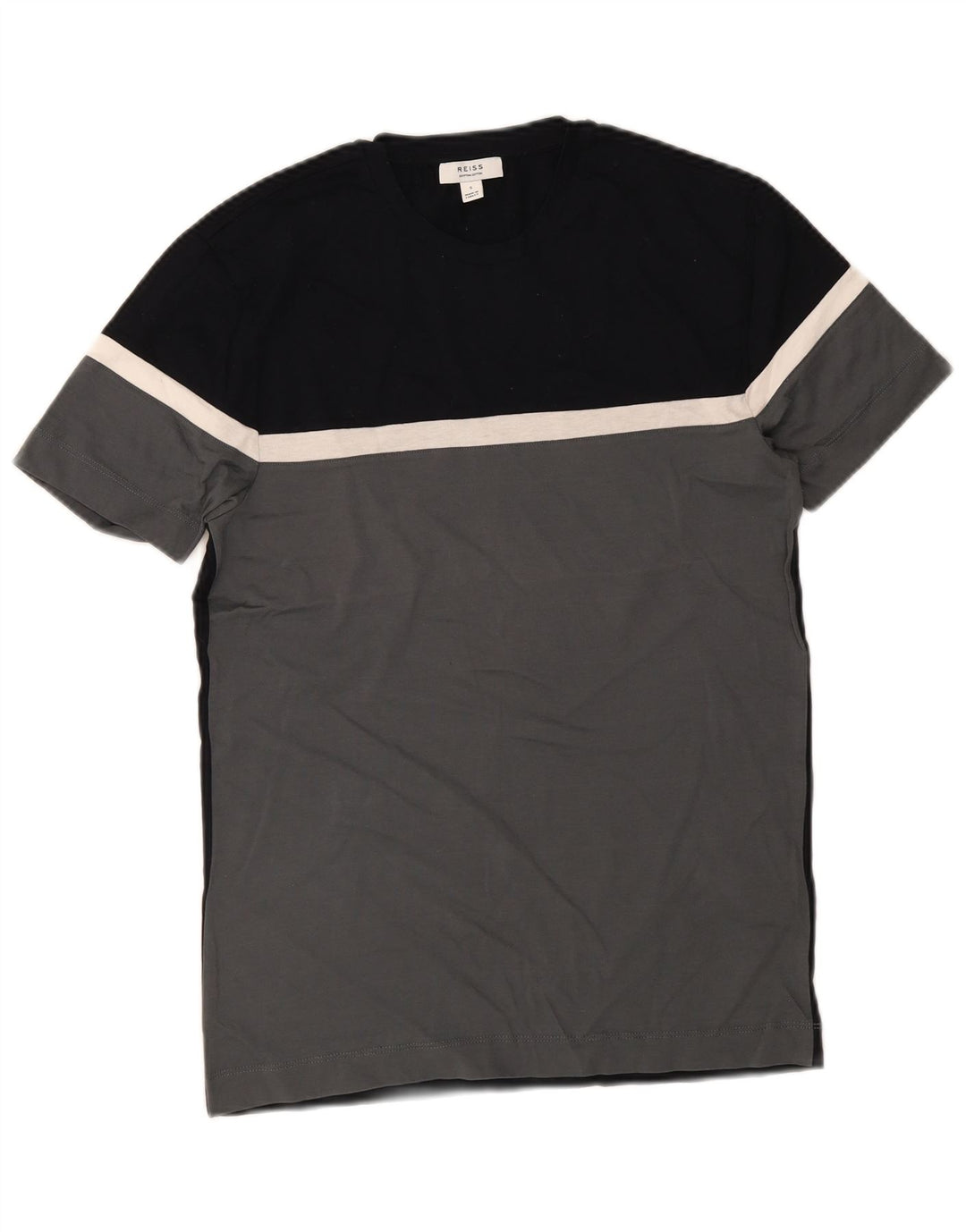 Reiss Homme T-Shirt Top Petit Gris Colorblock Coton