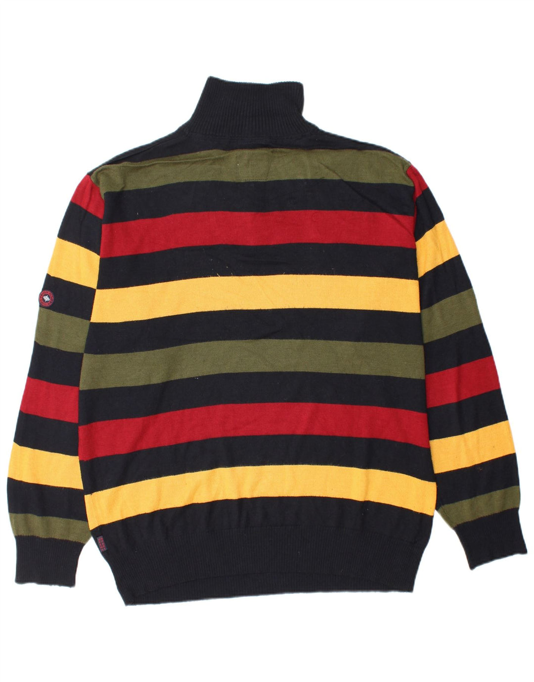 VINTAGE Mens Zip Neck Jumper Sweater 2XL Multicoloured Striped Viscose