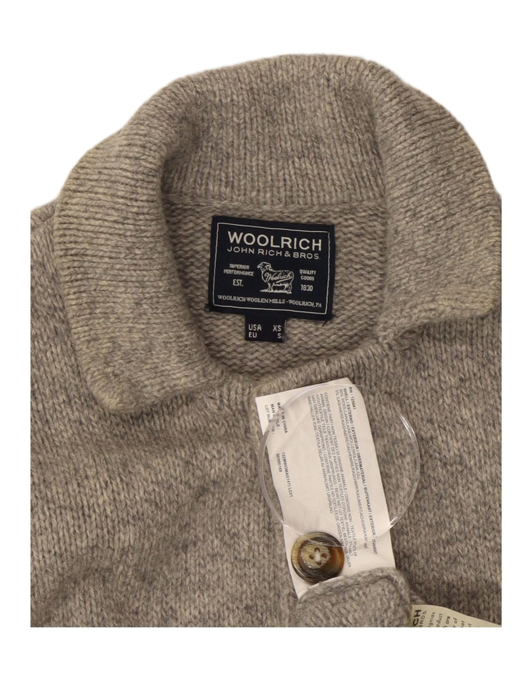 WOOLRICH Cardigan Homme Pull XS Gris Laine
