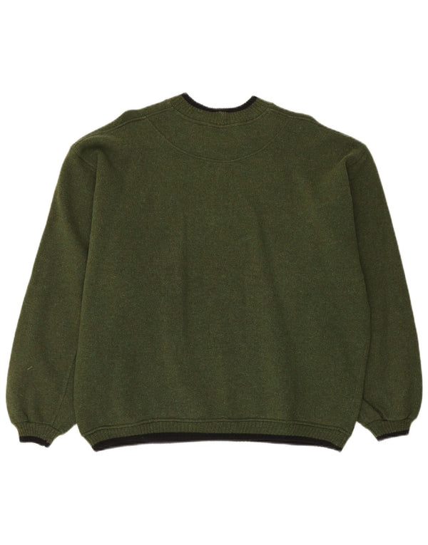 vintage Mens Graphic Crew Neck Jumper Pull Grande Laine Kaki
