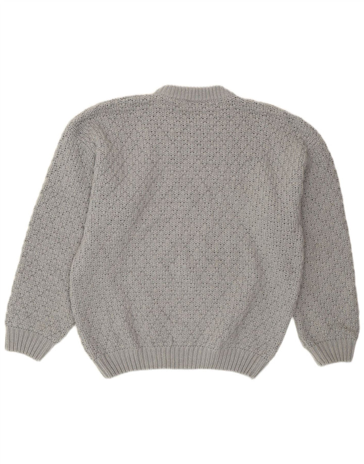 vintage Mens Crew Neck Jumper Pull Grande Laine Grise