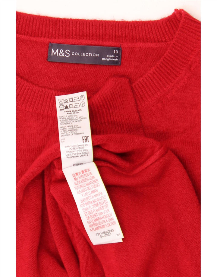 MARKS & SPENCER Womens Crew Neck Jumper Sweater UK 10 Small Red Acrylic Vintage Marks & Spencer and Second-Hand Marks & Spencer from Messina Hembry 