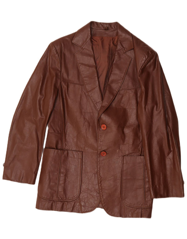 Jean Pierre Veste blazer en cuir à 2 boutons pour homme UK 38 Marron moyen