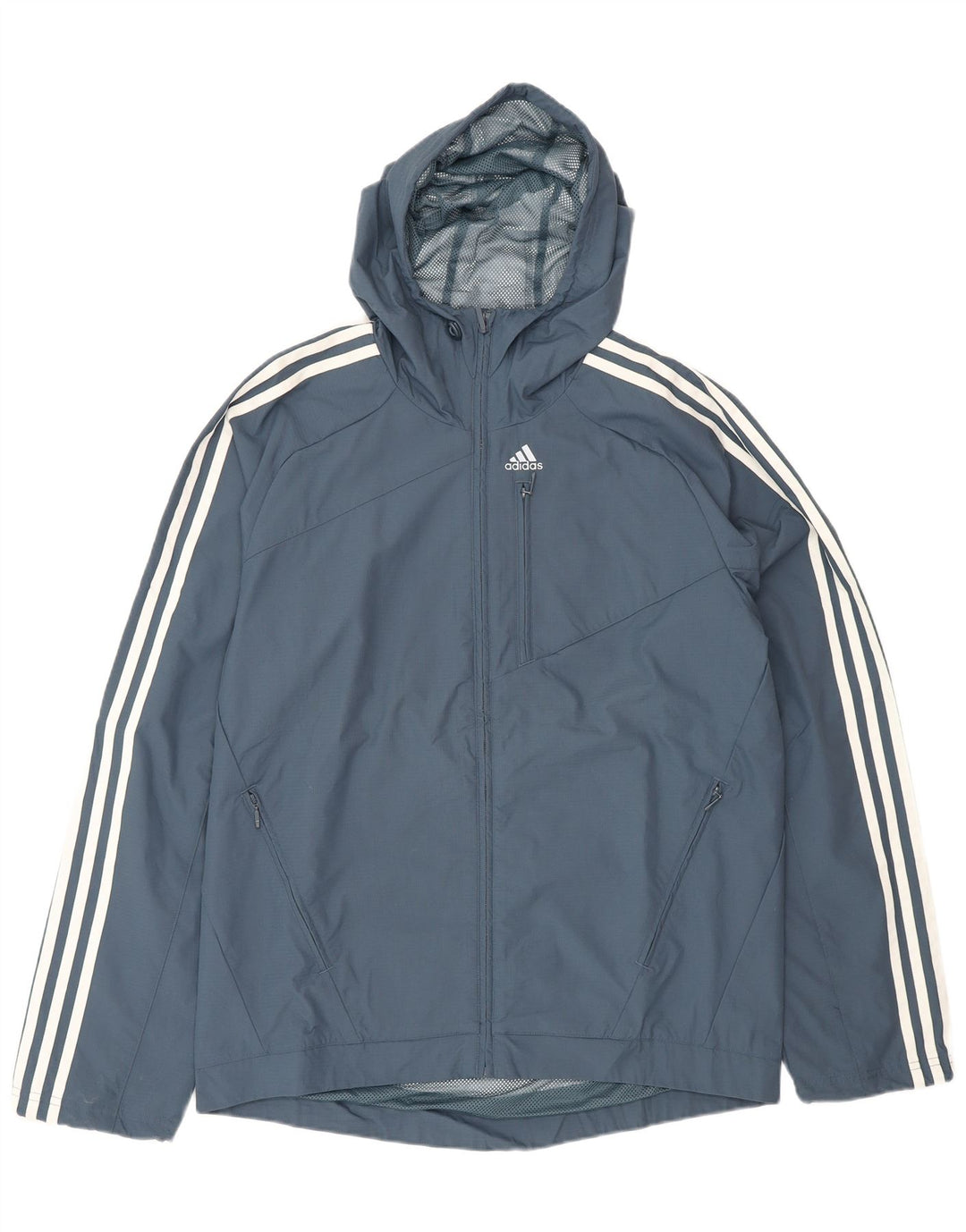 Adidas Veste de pluie à capuche pour homme UK 36 Small Bleu marine Polyamide