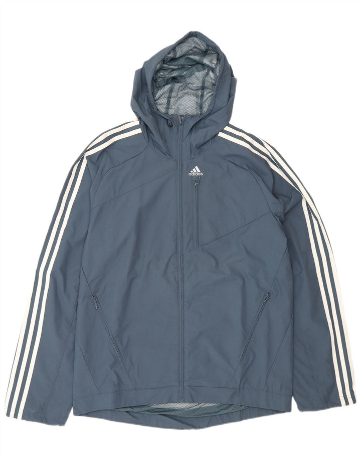 Adidas Veste de pluie à capuche pour homme UK 36 Small Bleu marine Polyamide
