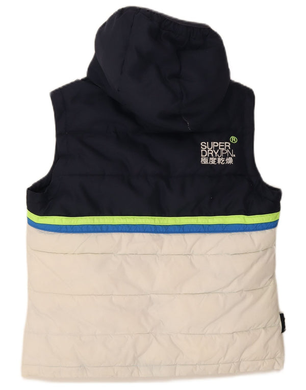 Superdry Gilet rembourré à capuche pour femme UK 16 Large Bleu marine Colourblock