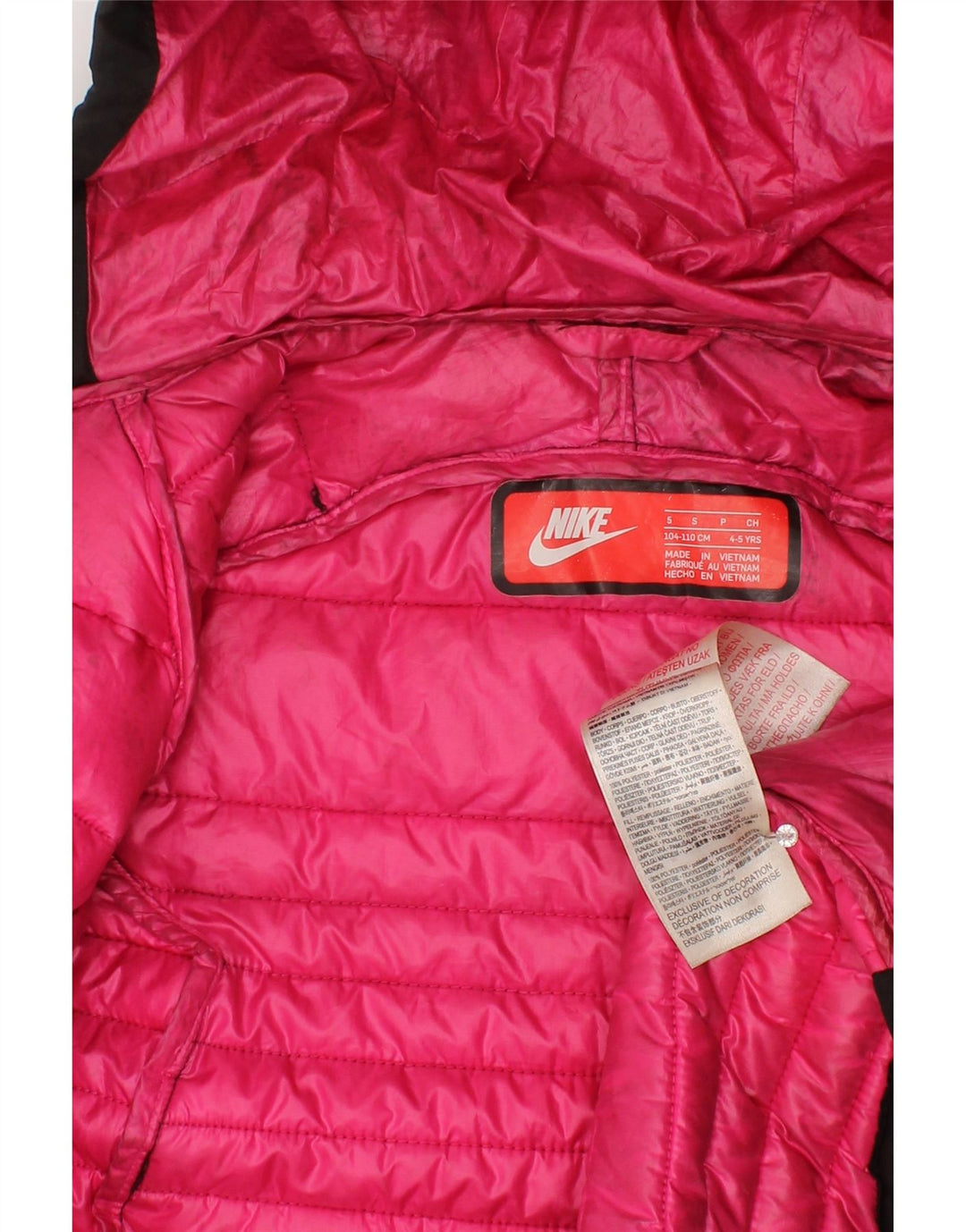 Nike Manteau rembourré à capuche pour fille 4-5 ans Petit Noir Polyester