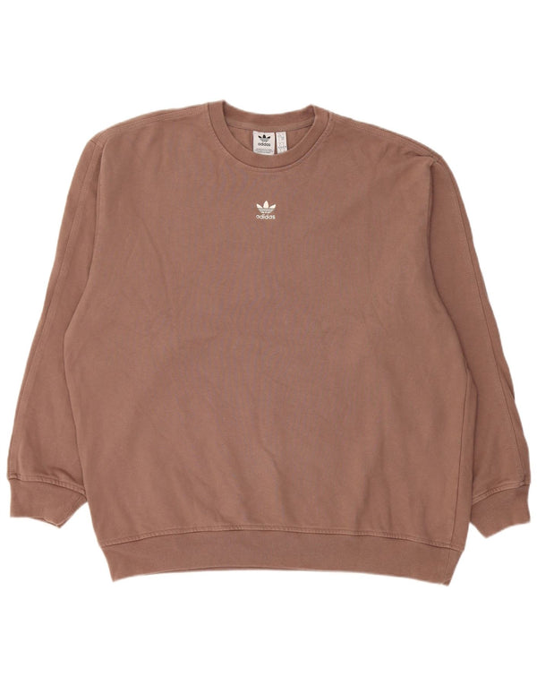 Adidas Sweat-shirt surdimensionné pour femme UK 8/10 Petit coton marron