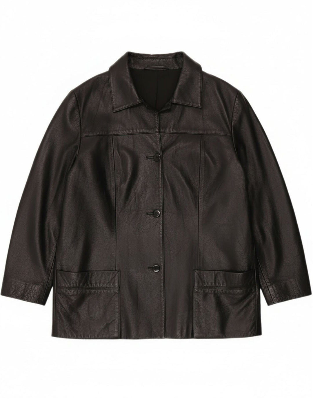 veste en cuir femme vintage EU 42 Grand Noir