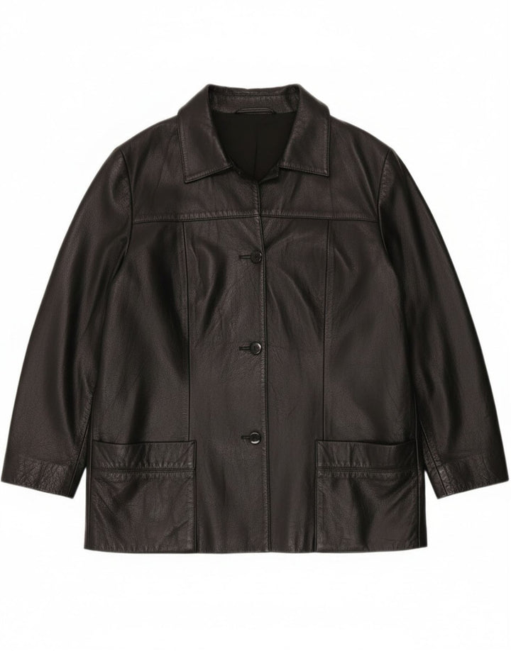 veste en cuir femme vintage EU 42 Grand Noir