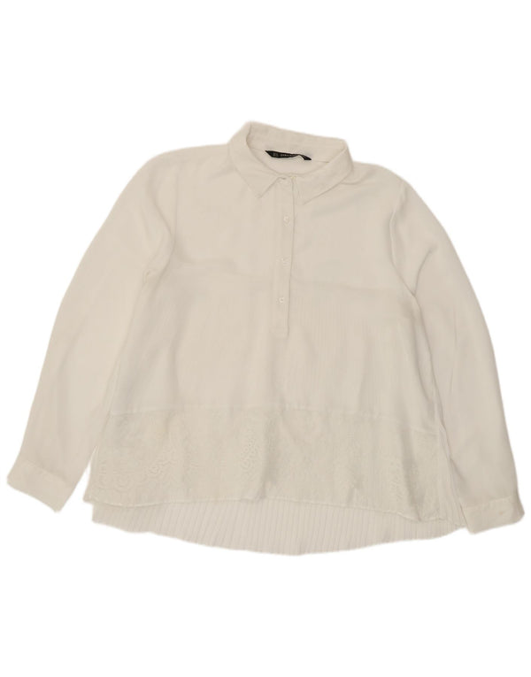Zara Polo à manches longues pour femme UK 18 XL Blanc