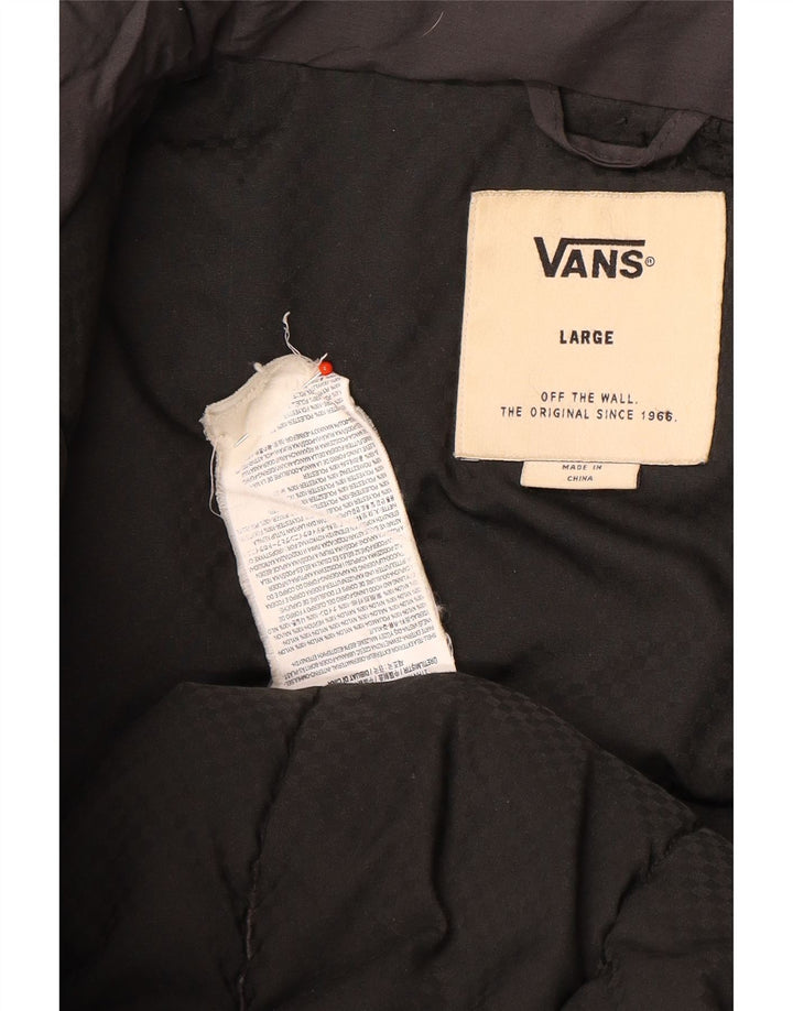 Vans Veste rembourrée à capuche pour homme UK 40 Large Gris Nylon