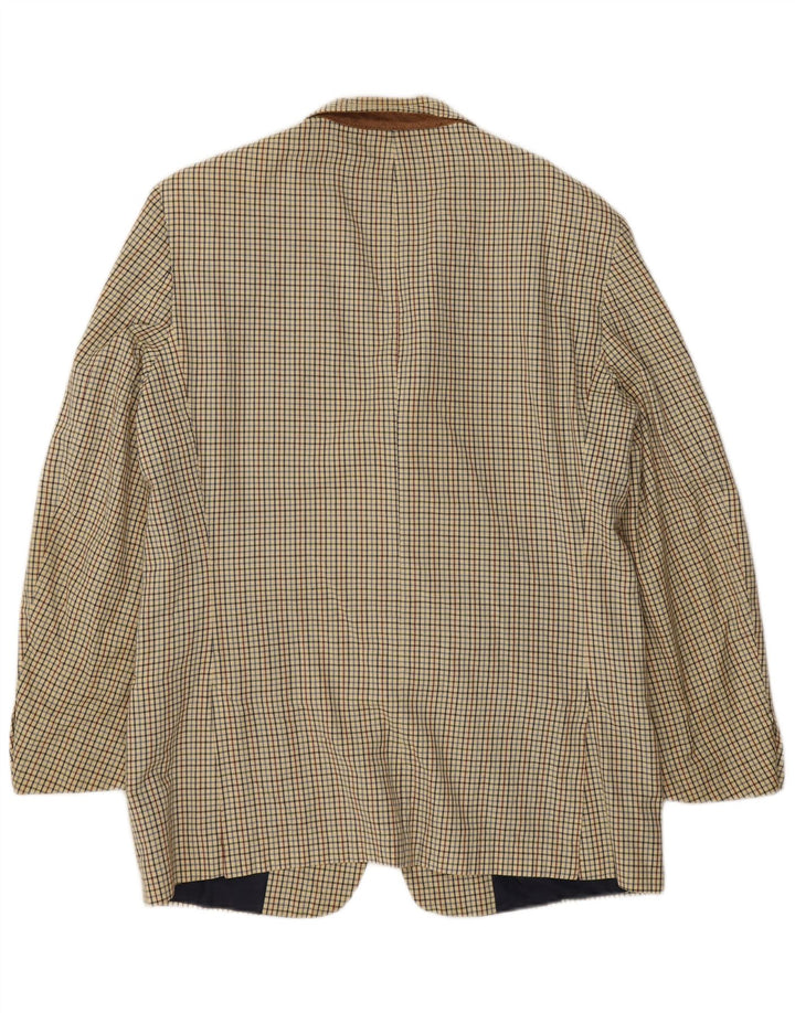 Stefanel Veste blazer à 3 boutons pour homme UK 38 Beige moyen à carreaux