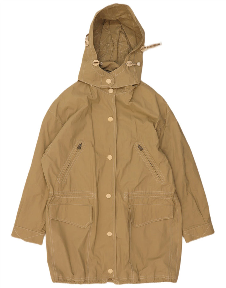 vintage Femme Capuche Oversize Parka Veste UK 8 Petit Coton Beige