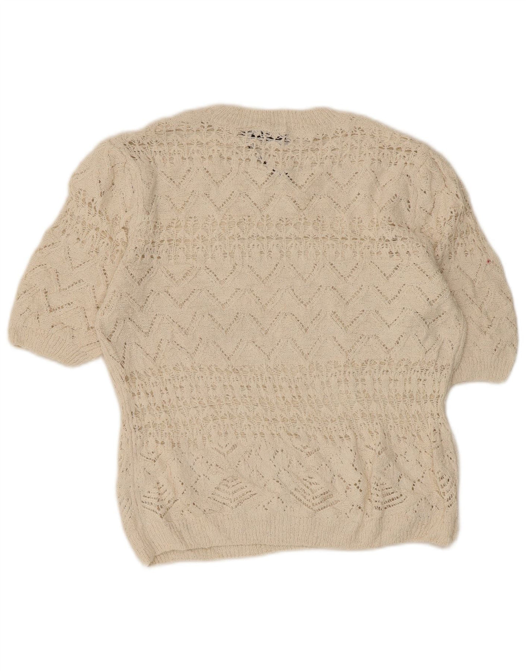 Zara Womens Crop Crochet Blouse Top UK 12 Moyen Blanc Cassé Polyester