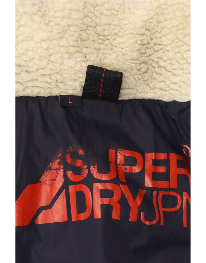 Superdry Veste matelassée graphique pour hommes UK 40 Large Bleu Marine Nylon