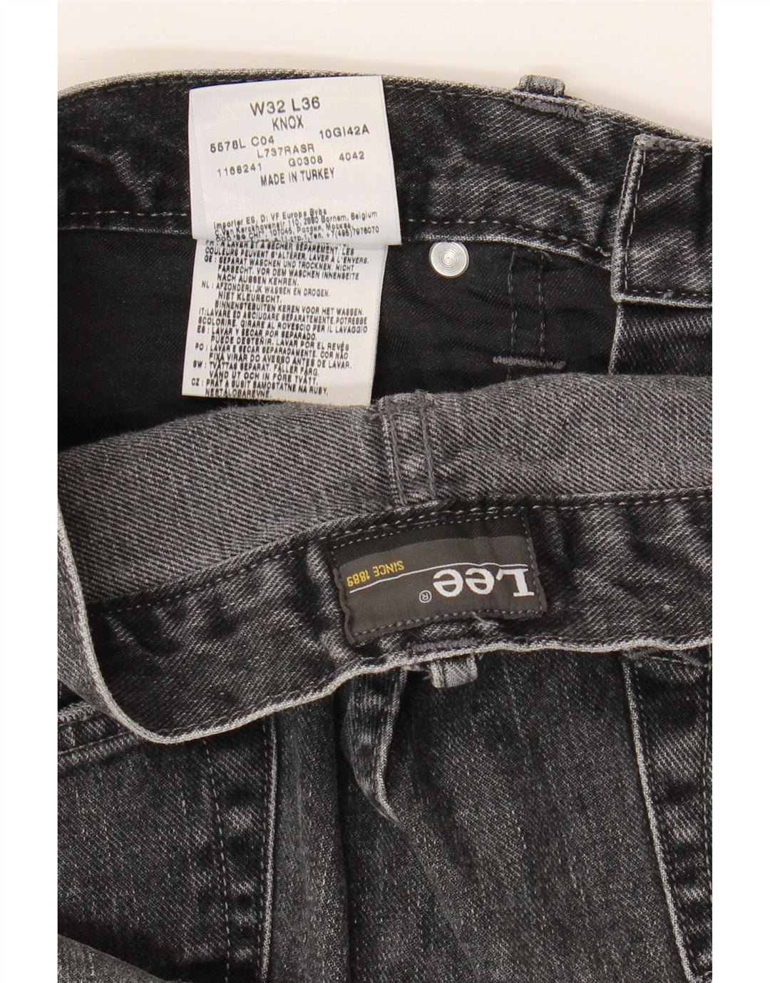LEE Jean droit Knox homme vieilli W32 L29 gris coton