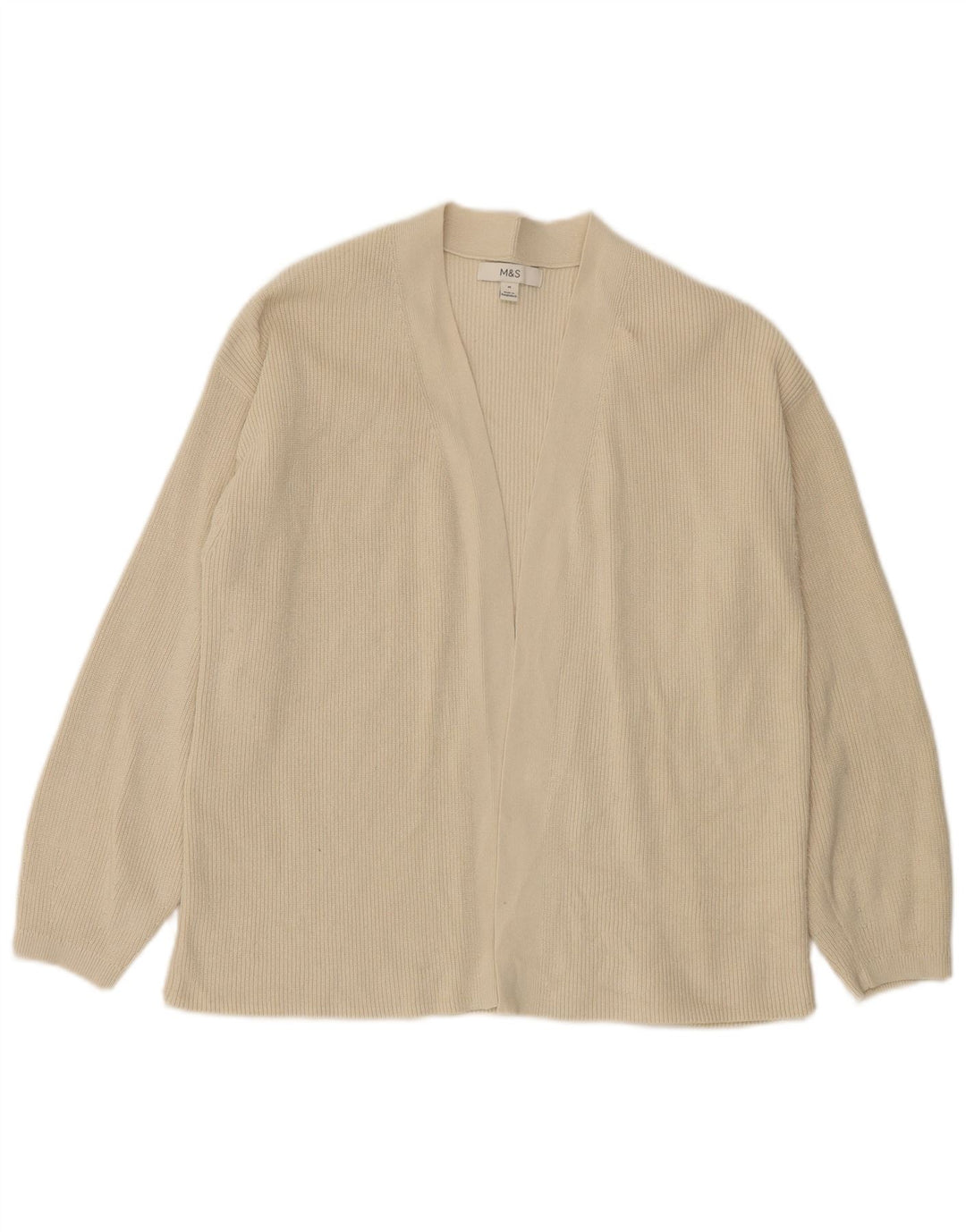 Marks & Spencer Pull cardigan ouvert pour femme UK 14 Medium Off White Coton