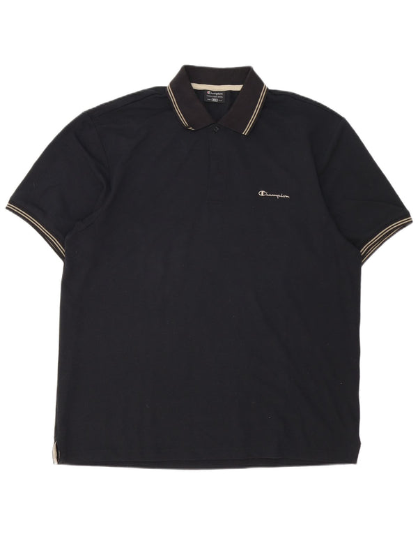 CHAMPION Polo Homme 2XL Noir Rayé Coton