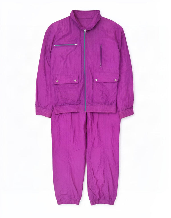 vintage Mens Full Survêtement Grand Violet Polyamide