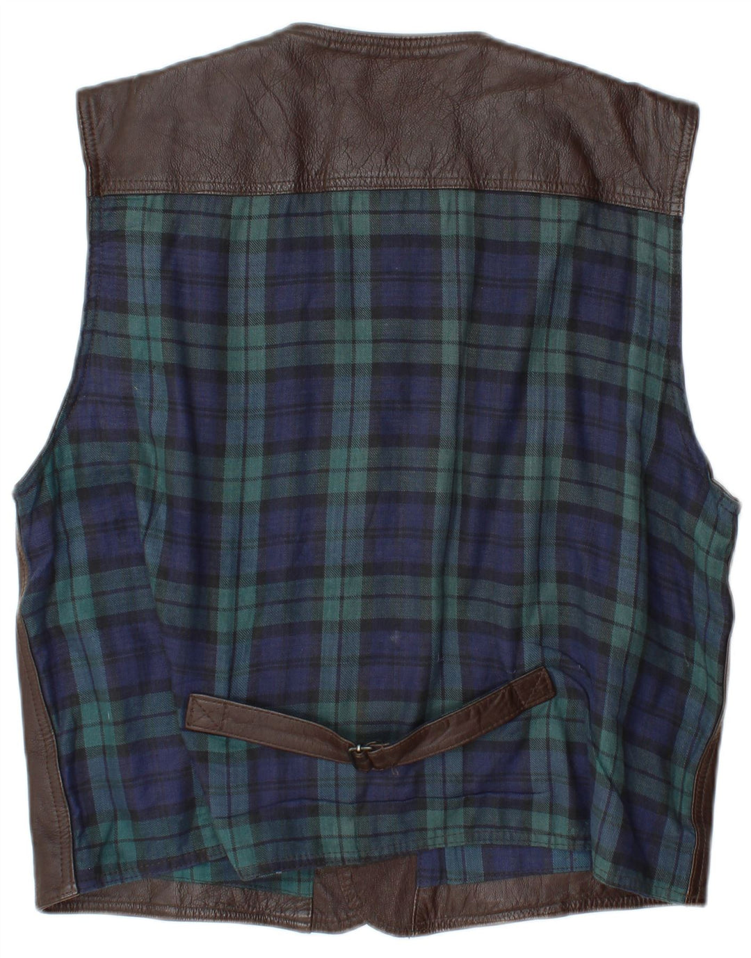 L.O.G.G Gilet en Cuir Homme XL Marron à Carreaux en Cuir