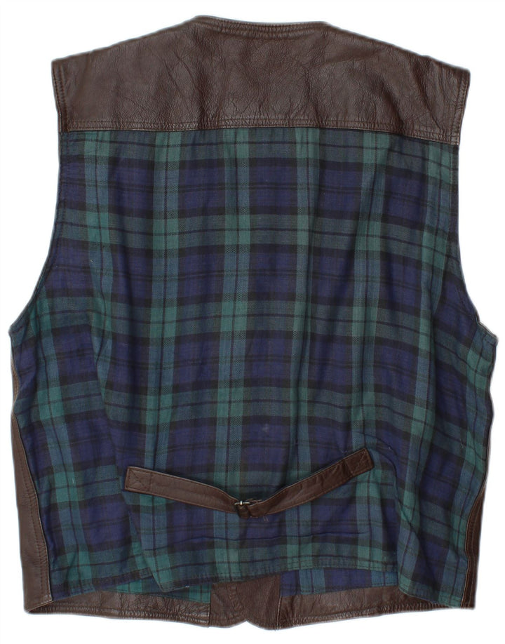 L.O.G.G Gilet en Cuir Homme XL Marron à Carreaux en Cuir
