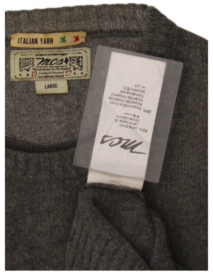 Marlboro Classics Pull à col rond pour homme en laine grise