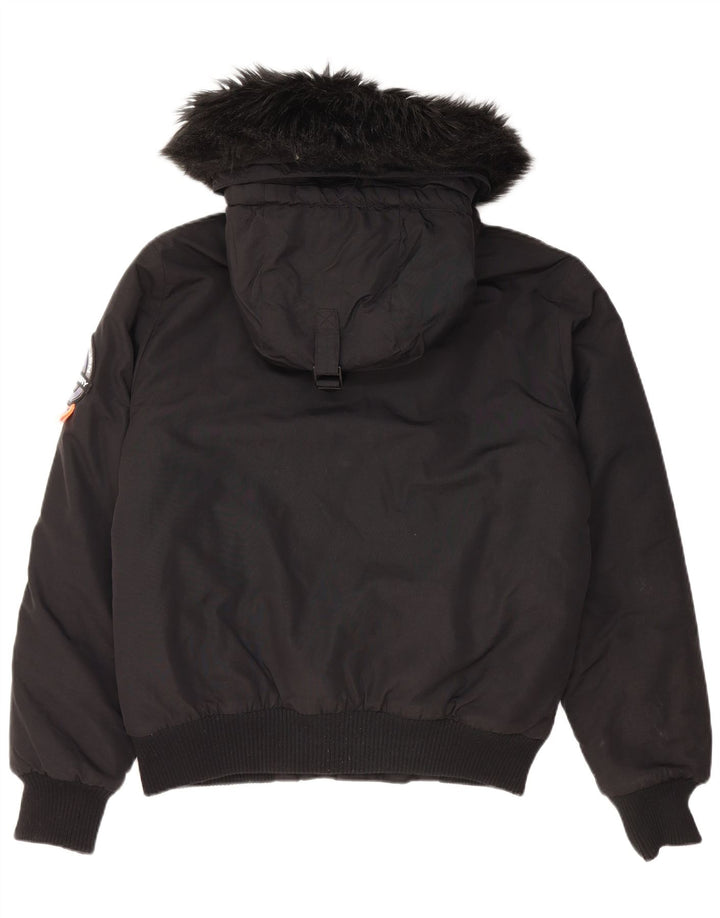 Superdry Veste matelassée à capuche pour hommes UK 38 Medium Black Nylon