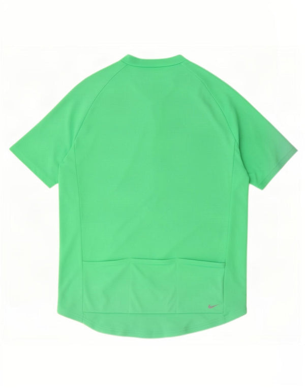 Nike Hommes Dri Fit Zip Neck T-Shirt Haut Large Vert Polyester