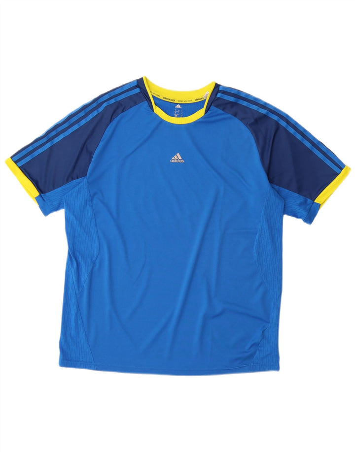 ADIDAS T-shirt Climacool pour hommes, grand bleu, polyester color block