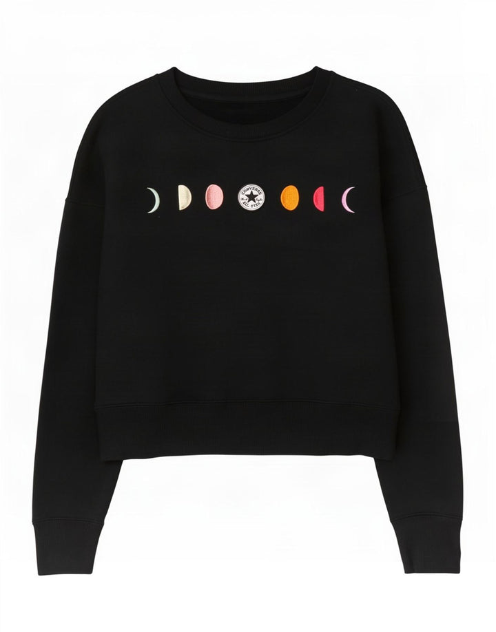 Converse Sweat-shirt court surdimensionné pour femme UK 6 XS Noir