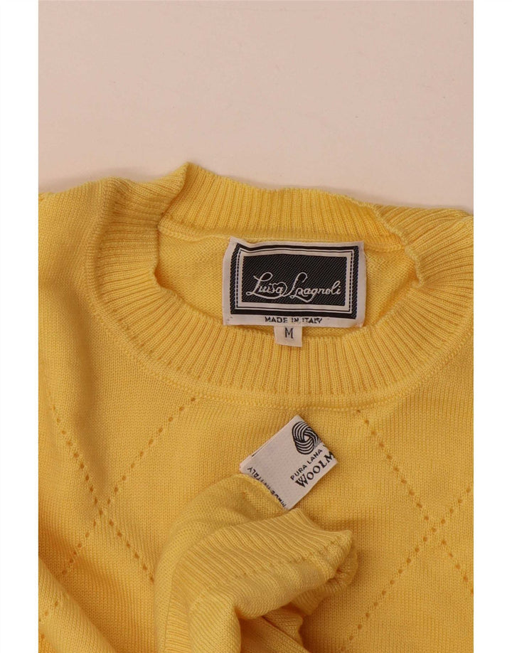 Luisa Spagnoli Pull à col rond pour femme UK 14 Jaune moyen