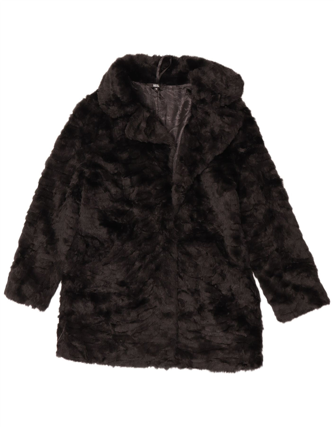 Marks & Spencer Veste en fausse fourrure pour femme UK 12 Modacryl noir moyen