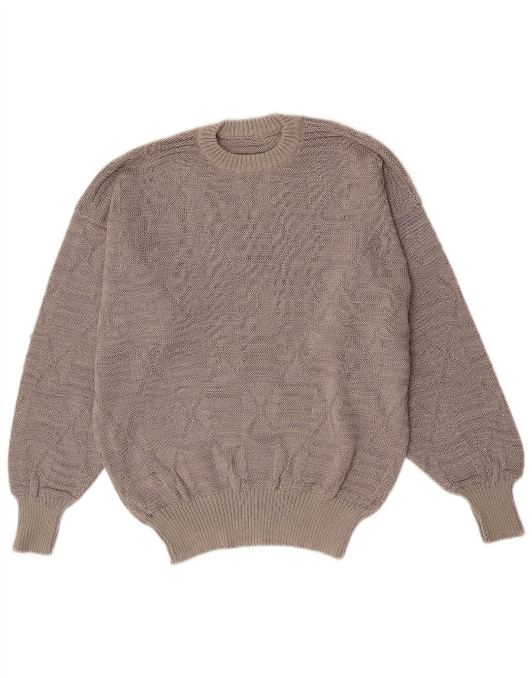 Pull vintage à col rond pour homme Gris moyen