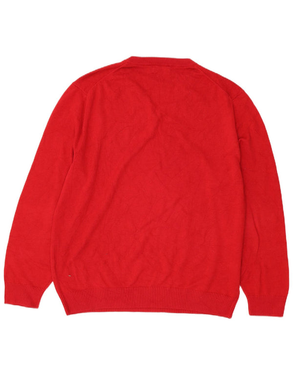 Nautica Pull Col V Homme XL Rouge Coton