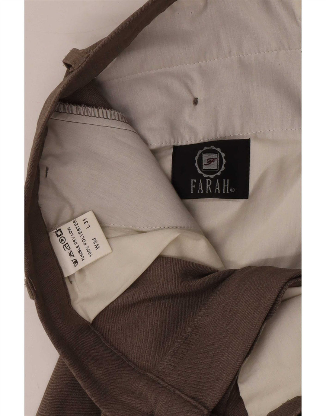 Pantalon Chino Farah Homme W34 L28 Marron Polyester