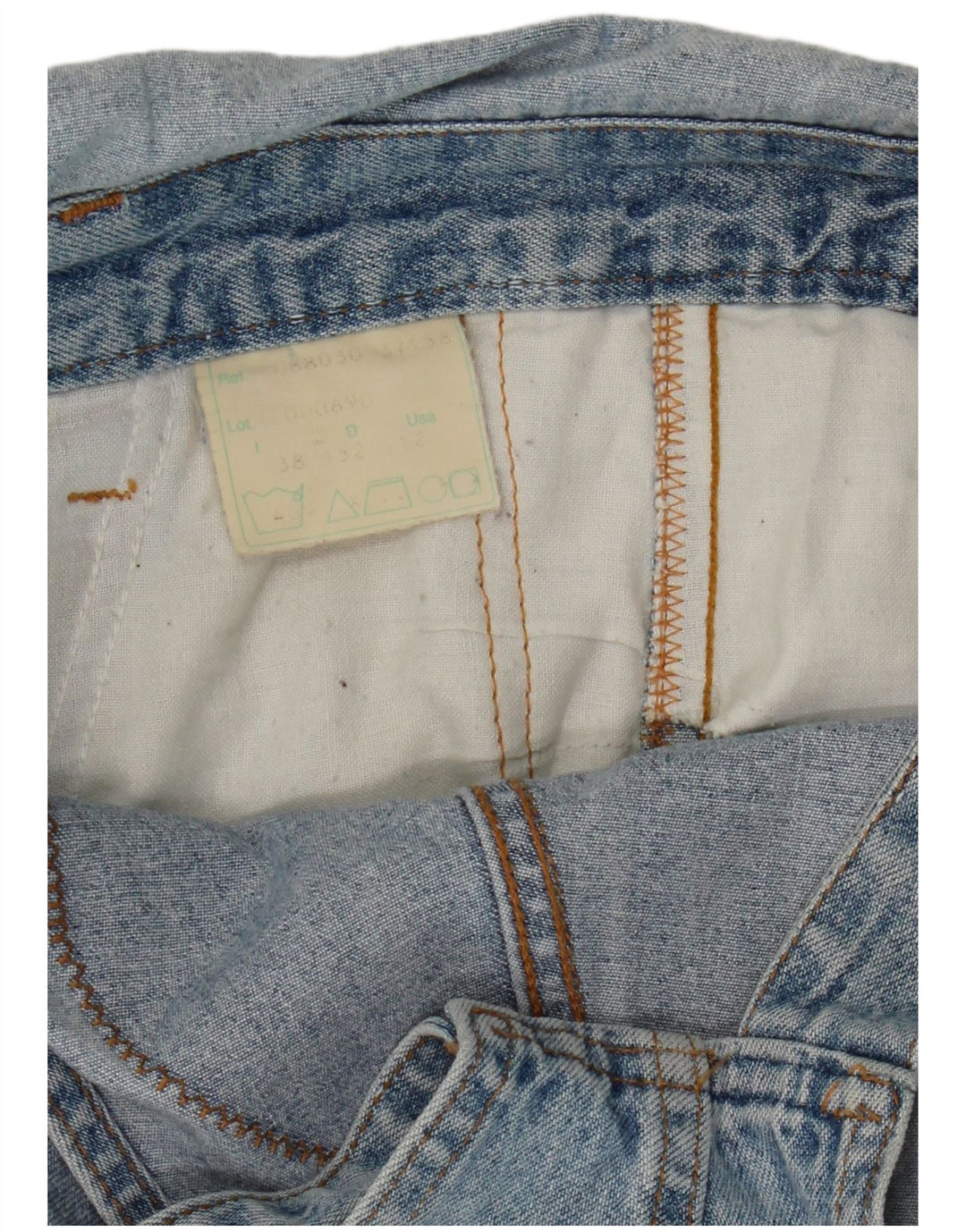 Vintage Femme Graphique Dungarees Straight Jeans EU 38 Coton Bleu Moyen