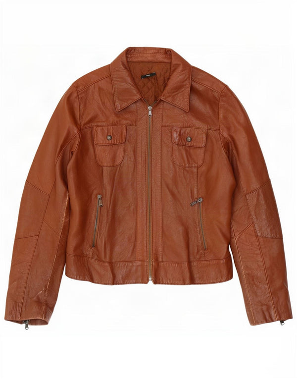 Sasch Veste de motard en cuir pour femme UK 14 Large Marron