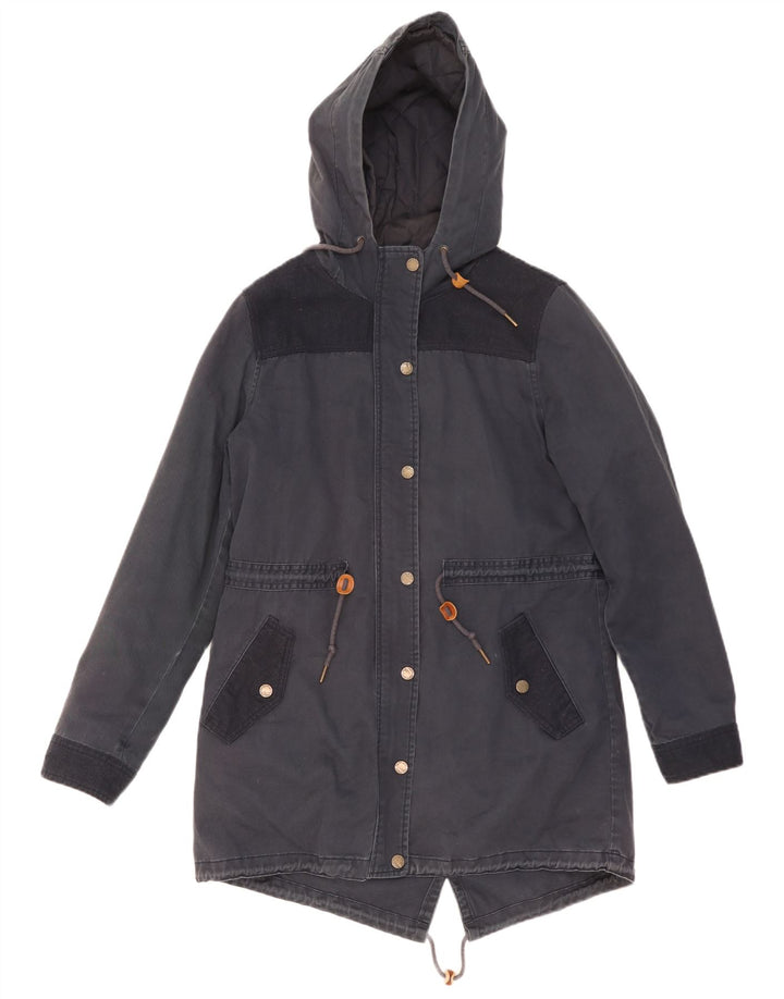 Fat Face Veste Parka à capuche pour femme UK 14 Bleu marine moyen Polyester