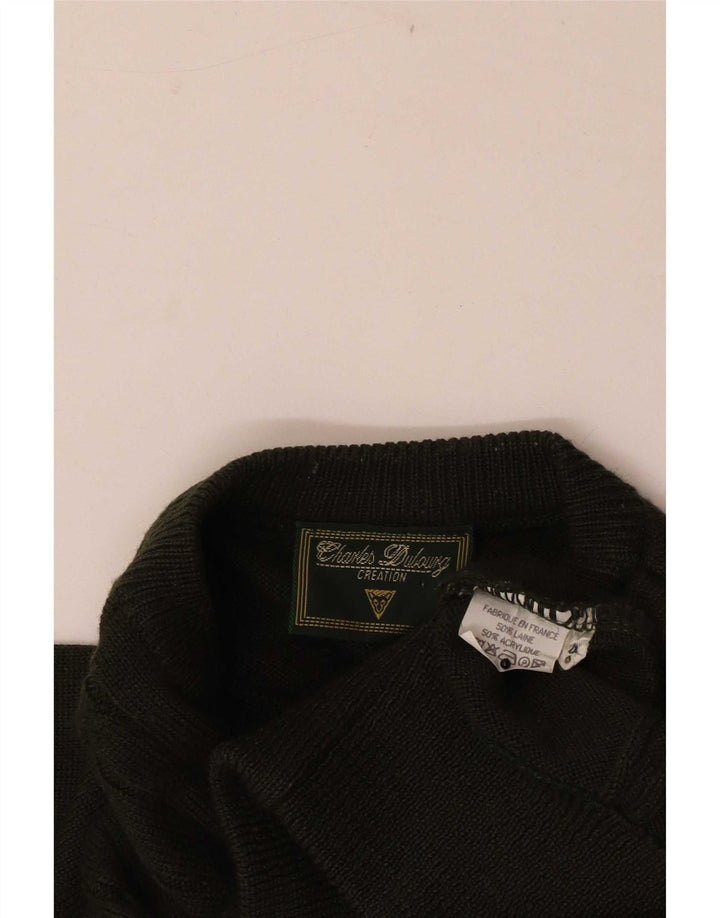 Charles Dubourg Pull col rond homme en laine vert moyen