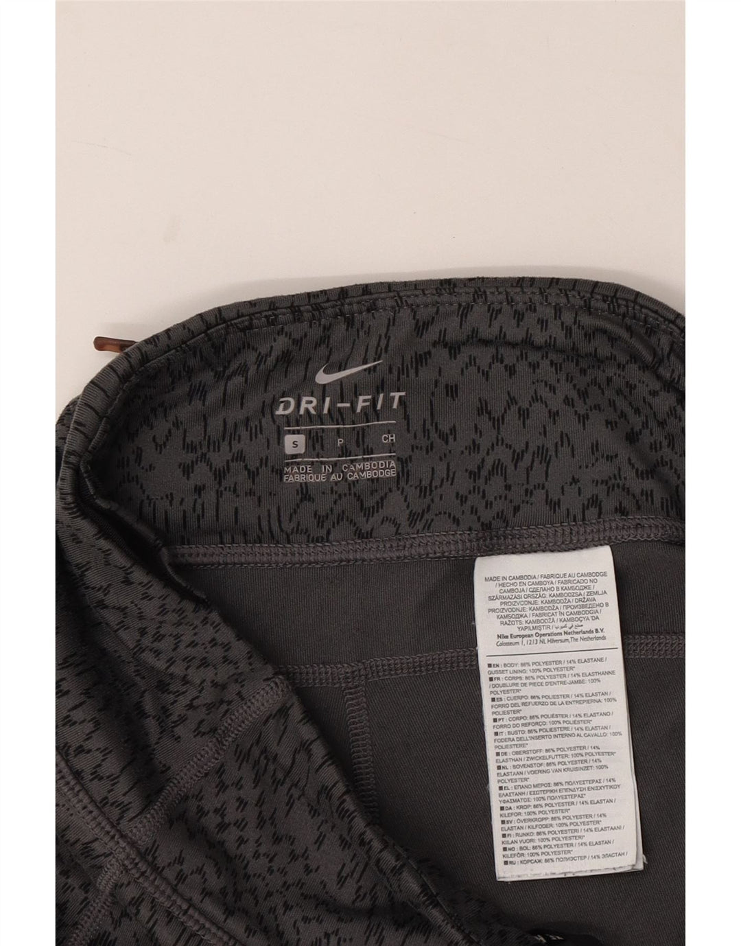 NIKE Femmes Dri Fit Capri Leggings UK 8 Petit Gris Animal Imprimé Polyester