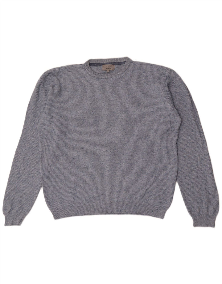 Marks & Spencer Pull à col rond pour homme, grand, bleu moucheté