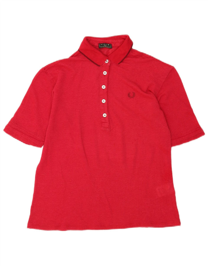 Fred Perry Polo Femme UK 14 Medium Rouge Viscose